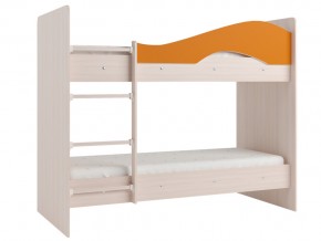 Кровать 2-х ярусная Мая на латофлексах млечный дуб, оранжевая в Нижней Туре - nizhnyaya-tura.magazinmebel.ru | фото