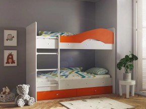 Кровать 2-х ярусная Мая с ящиками на латофлексах белый-оранж в Нижней Туре - nizhnyaya-tura.magazinmebel.ru | фото