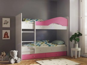 Кровать 2-х ярусная Мая с ящиками на латофлексах белый-розовый в Нижней Туре - nizhnyaya-tura.magazinmebel.ru | фото
