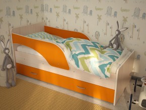 Кровать детская Максимка млечный дуб-оранж в Нижней Туре - nizhnyaya-tura.magazinmebel.ru | фото