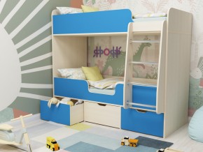 Кровать двухъярусная Малыш двойняшка дуб молочный-голубой в Нижней Туре - nizhnyaya-tura.magazinmebel.ru | фото - изображение 1