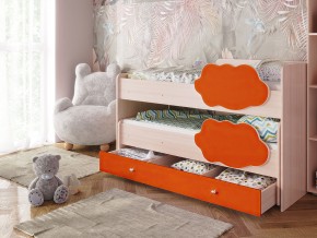 Кровать Соник с ящиком млечный дуб-оранж в Нижней Туре - nizhnyaya-tura.magazinmebel.ru | фото