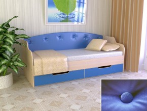 Кровать Юниор Тип 2 дуб молочный/синий 800х1600 в Нижней Туре - nizhnyaya-tura.magazinmebel.ru | фото